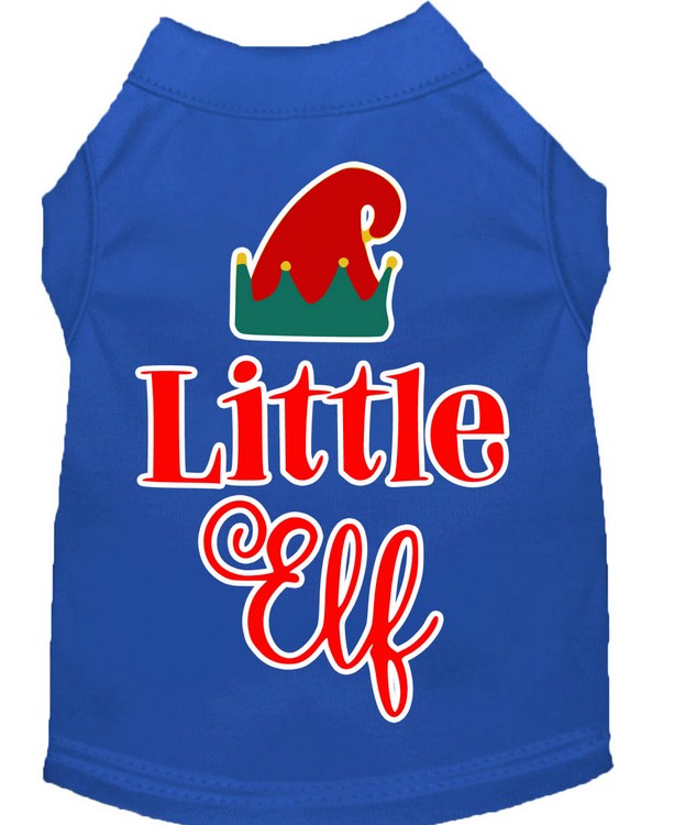 Little Elf Screen Print Dog Shirt Blue Med